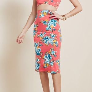 Floral Bodycon Midi Skirt